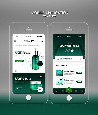 PSD 템플릿 웹템플릿 잎 디자인시안 모바일 사람없음 초록색 스마트폰 뷰티 홈페이지 화장품 어플리케이션 모바일템플릿 수분크림 스플래쉬 모바일앱 이미지템플릿 식물 컬러 핸드폰 스마트기기 파일형식