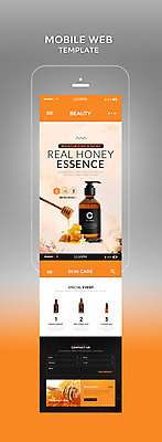 PSD 템플릿 웹템플릿 디자인시안 모바일 사람없음 스마트폰 뷰티 홈페이지 주황색 화장품 모바일템플릿 모바일웹 벌꿀 허니디퍼 이미지템플릿 컬러 핸드폰 스마트기기 도구 꿀 파일형식