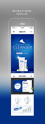 PSD 템플릿 웹템플릿 잎 디자인시안 모바일 사람없음 파란색 스마트폰 뷰티 홈페이지 화장품 모바일템플릿 모바일웹 클렌징폼 이미지템플릿 식물 컬러 핸드폰 스마트기기 세안용품 파일형식