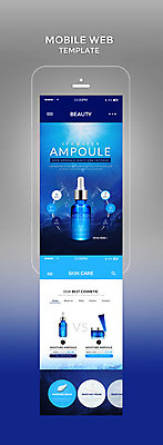 PSD 템플릿 웹템플릿 디자인시안 모바일 사람없음 파란색 스마트폰 뷰티 홈페이지 바닷속 화장품 모바일템플릿 모바일웹 수분크림 앰플 이미지템플릿 컬러 핸드폰 스마트기기 수중 파일형식
