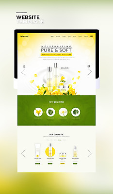 PSD 템플릿 웹템플릿 사이트템플릿 나뭇잎 사람없음 태블릿 뷰티 홈페이지 노란색 홈페이지시안 화장품 프리지어 이미지템플릿 꽃 컬러 잎 전자제품 스마트기기 파일형식