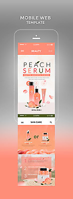 PSD 템플릿 꽃잎 웹템플릿 디자인시안 모바일 사람없음 스마트폰 뷰티 홈페이지 화장품 모바일템플릿 모바일웹 복숭아 이미지템플릿 꽃 과일 핸드폰 스마트기기 파일형식