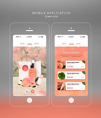PSD 템플릿 꽃잎 웹템플릿 잎 디자인시안 모바일 사람없음 스마트폰 뷰티 홈페이지 화장품 어플리케이션 모바일템플릿 복숭아 모바일앱 이미지템플릿 식물 꽃 과일 핸드폰 스마트기기 파일형식