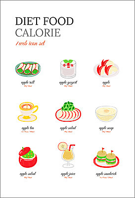 아이콘 음식 다이어트 샌드위치 사람없음 주스 샐러드 차 수프 사과 롤 음식아이콘 요거트 다이어트음식 2D아이콘 AI파일 음료 과일 유제품 건강 파일형식 벡터