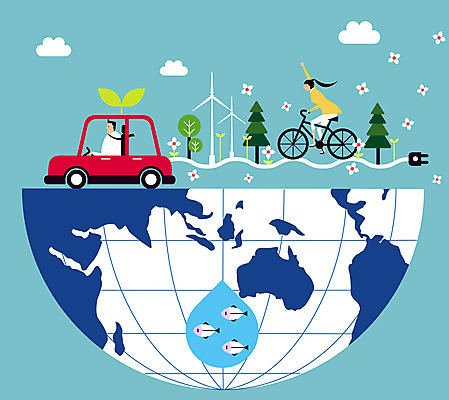 전신 나무 구름 여자 남자 지구 일러스트 자동차 어류 상반신 성인 두명 환경 자전거 운전 물방울 그린에너지 풍력에너지 에코 친환경 재생에너지 전기자동차 그린슈머 국내일러스트 AI파일 자연요소 식물 육상교통 모션 사람 바이크 수중동물 에너지 파일형식 벡터