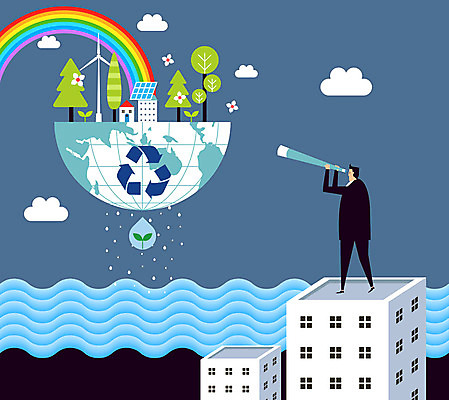 전신 나무 구름 남자 지구 파도 무지개 일러스트 한명 성인 건물 환경 재활용 망원경 그린에너지 풍력에너지 에코 친환경 집열판 빗물 그린슈머 국내일러스트 AI파일 자연요소 식물 1 건축물 바다 사람 에너지 비_날씨 태양에너지 파일형식 벡터