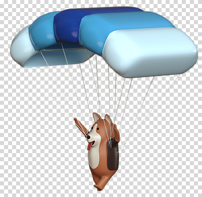 편집 편집이미지 한마리 사람없음 3D소스 3D 개 신년캐릭터 입체 디지털합성 낙하산 PNG 편집소스 무술년 캐릭터 1 포유류 새해 2018년 파일형식