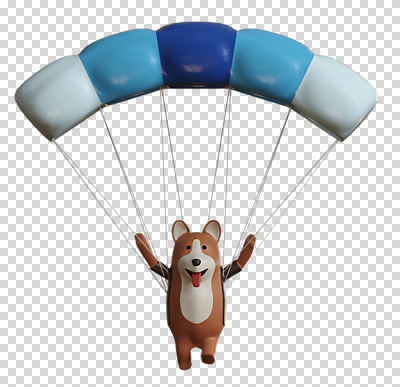 편집 편집이미지 한마리 사람없음 3D소스 3D 개 신년캐릭터 입체 디지털합성 낙하산 PNG 편집소스 무술년 캐릭터 1 포유류 새해 2018년 파일형식