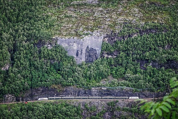 포토 JPG 주간 나무 해외풍경 유럽 유럽풍경 자연 산 노르웨이 풍경 사람없음 야외 아웃포커스 기찻길 절벽 기차 국내포토 자연요소 식물 해외 나라 육상교통 대중교통 촬영기법 생태계 파일형식
