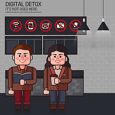 전신 문자 여자 남자 커피 캠페인 일러스트 전등 성인 두명 스마트폰 독서 카메라 디지털 금지 와이파이 스마트폰중독 소셜네트워크 전원오프 휴대폰금지 디톡스 스몸비 국내일러스트 AI파일 음료 조명 건강 사람 전자제품 핸드폰 스마트기기 무선인터넷 신조어 중독 파일형식 벡터