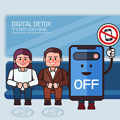 전신 여자 남자 캠페인 일러스트 성인 두명 스마트폰 디지털 금지 전철 스마트폰중독 전원오프 휴대폰금지 디톡스 스몸비 국내일러스트 AI파일 육상교통 대중교통 건강 사람 핸드폰 스마트기기 신조어 중독 파일형식 벡터