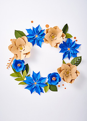 포토 JPG 스튜디오촬영 꽃 종이 나뭇잎 프레임 실내 사람없음 페이퍼아트 동백 포인세티아 종이꽃 국내포토 식물 잎 내부 파일형식