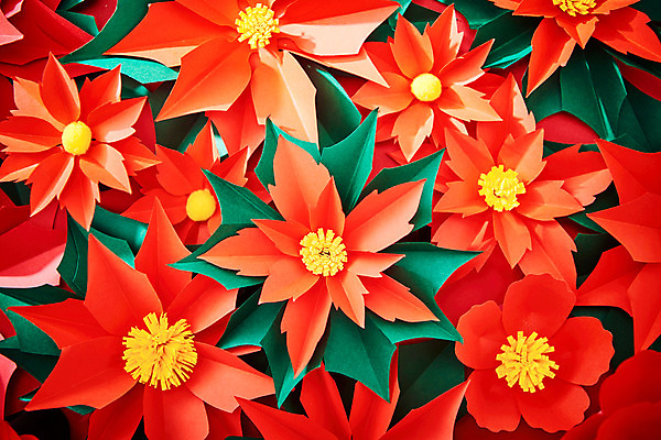 포토 JPG 스튜디오촬영 꽃 종이 나뭇잎 실내 근접촬영 사람없음 빨간색 페이퍼아트 포인세티아 종이꽃 국내포토 식물 뷰포인트 컬러 잎 내부 파일형식