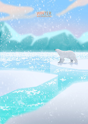 PSD 백그라운드 겨울 일러스트 하늘 풍경 사람없음 눈 북극 북극곰 빙하 계절백그라운드 겨울배경 국내일러스트 자연요소 계절 곰 날씨 극지방 파일형식