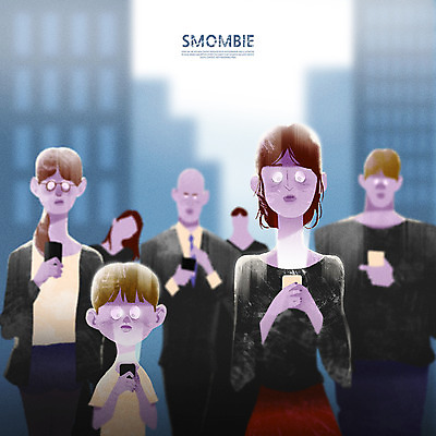 PSD 여자 남자 어린이 일러스트 여러명 성인 건물 스마트폰 도시 중독 스마트폰중독 좀비 스몸비 국내일러스트 건축물 다수 사람 핸드폰 스마트기기 신조어 파일형식