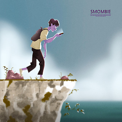 전신 PSD 남자 바다 일러스트 한명 성인 스마트폰 절벽 중독 스마트폰중독 좀비 스몸비 국내일러스트 1 사람 핸드폰 스마트기기 신조어 파일형식