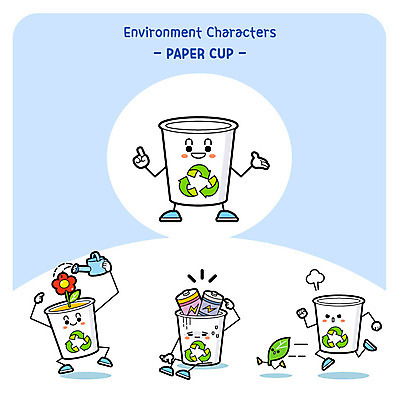 캐릭터 꽃 화분 일러스트 나뭇잎 사람없음 재활용 물뿌리개 종이컵 건전지 사물캐릭터 재활용표시 일러캐릭터 AI파일 식물 잎 표시 컵 일회용 친환경 파일형식 벡터