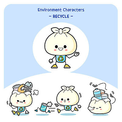 캐릭터 일러스트 사람없음 달리기 재활용 잠 페트병 통조림 재활용품 쓰레기봉투 사물캐릭터 일러캐릭터 AI파일 모션 봉투 친환경 병_담는 파일형식 벡터