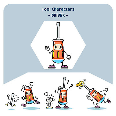 캐릭터 일러스트 사람없음 물음표 공구 나사 드라이버 사물캐릭터 일러캐릭터 AI파일 기호 도구 파일형식 벡터