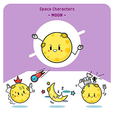 캐릭터 별 일러스트 사람없음 달 잠 야간 탐사기 소행성 일러캐릭터 AI파일 자연요소 행성 파일형식 벡터