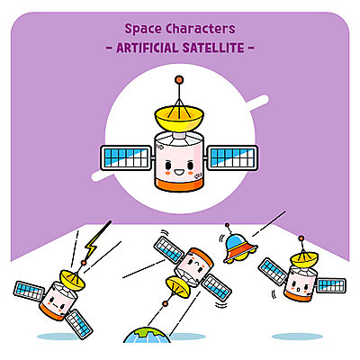 캐릭터 지구 일러스트 사람없음 인공위성 우주선 전파 일러캐릭터 AI파일 통신 우주 파일형식 벡터