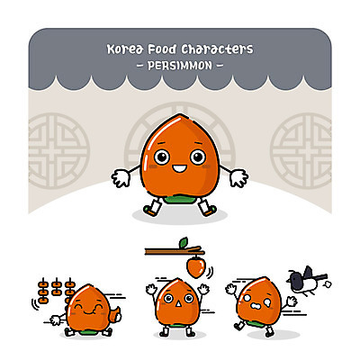 캐릭터 일러스트 전통캐릭터 감 사람없음 먹기 감나무 음식캐릭터 제비 곶감 일러캐릭터 AI파일 나무 전통 음식 과일 모션 조류 건과일 파일형식 벡터