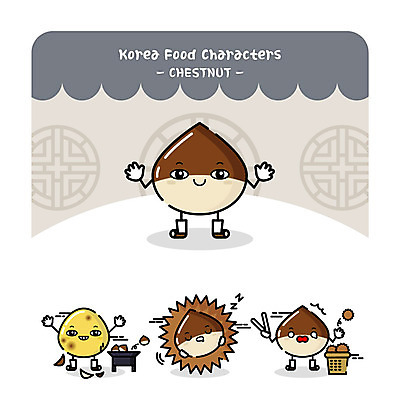 캐릭터 일러스트 전통캐릭터 사람없음 껍질 잠 밤 밤송이 음식캐릭터 일러캐릭터 AI파일 전통 음식 견과류 밤_견과류 파일형식 벡터