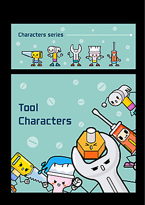 캐릭터 일러스트 사람없음 도구 스패너 망치 페인트붓 톱 사물캐릭터 일러캐릭터 AI파일 드라이버채 골프 공구 붓 파일형식 벡터