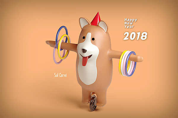 PSD 편집 편집이미지 캐릭터 한마리 새해 3D캐릭터 사람없음 3D 개 개띠 강아지 서커스 신년캐릭터 디지털합성 개캐릭터 해피뉴이어 2018년 반려 외발자전거 무술년 편집3D 1 동물캐릭터 포유류 반려동물 자전거 새해인사 십이지신 연도 파일형식