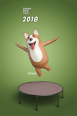 PSD 편집 편집이미지 캐릭터 한마리 새해 3D캐릭터 사람없음 3D 점프 개 개띠 강아지 신년캐릭터 디지털합성 개캐릭터 해피뉴이어 2018년 반려 무술년 편집3D 1 동물캐릭터 포유류 모션 반려동물 새해인사 십이지신 연도 파일형식