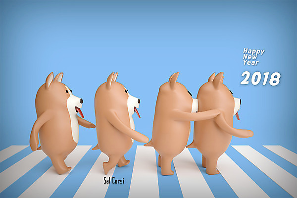 PSD 편집 편집이미지 캐릭터 한마리 여러마리 새해 3D캐릭터 사람없음 3D 횡단보도 개 개띠 강아지 신년캐릭터 디지털합성 개캐릭터 해피뉴이어 2018년 반려 무술년 편집3D 1 동물캐릭터 다수 포유류 반려동물 새해인사 십이지신 보행로 연도 파일형식