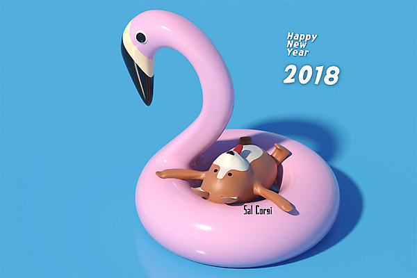 PSD 편집 편집이미지 캐릭터 한마리 새해 3D캐릭터 사람없음 3D 개 개띠 강아지 플라밍고 신년캐릭터 디지털합성 개캐릭터 해피뉴이어 튜브 2018년 반려 무술년 플라밍고튜브 편집3D 1 동물캐릭터 포유류 조류 반려동물 새해인사 십이지신 연도 파일형식