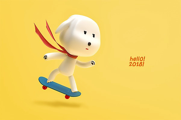 PSD 편집 편집이미지 캐릭터 한마리 스포츠 새해 3D캐릭터 사람없음 3D 스케이트보드 개 개띠 강아지 신년캐릭터 디지털합성 개캐릭터 해피뉴이어 2018년 반려 무술년 편집3D 1 동물캐릭터 포유류 반려동물 새해인사 십이지신 보드_스포츠 연도 파일형식