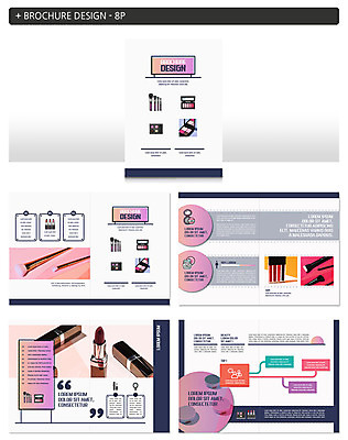 템플릿 ZIP 팜플렛 사람없음 화장 뷰티 화장품 립스틱 아이섀도 메이크업브러쉬 파우더팩트 인디자인 INDD 이미지템플릿 붓 파일형식