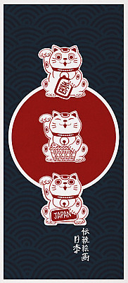 PSD 일러스트 사람없음 일본 고양이 일본전통 마네키네코 국내일러스트 전통 아시아 포유류 반려동물 파일형식