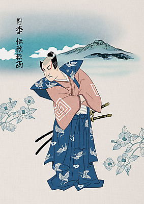 PSD 남자 일러스트 한명 성인 일본 벚꽃 칼 일본전통 장군 후지산 사무라이 일본무사 국내일러스트 직업 1 전통 꽃 아시아 산 사람 세계문화유산 파일형식