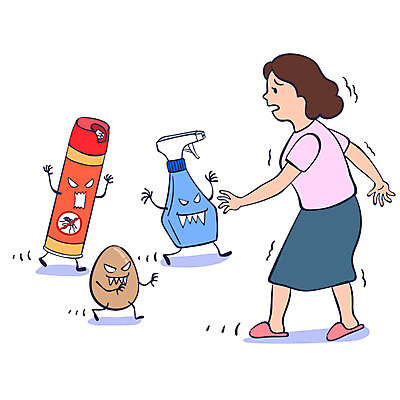 전신 여자 일러스트 한명 성인 계란 무서움 주부 공포 분무기 살충제 유해물질 화학물질 화학약품 안티케미컬 국내일러스트 AI파일 1 감정 사람 알 화학 물질 파일형식 벡터
