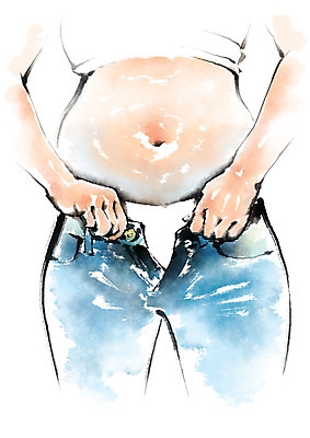 PSD 여자 다이어트 일러스트 캘리그라피 바지 한명 성인 운동 뷰티 비만 복부비만 뱃살 복부 국내일러스트 1 하의 건강 사람 신체부위 몸매 파일형식