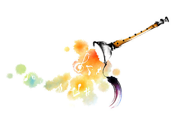 PSD 악기 음악 음표 일러스트 캘리그라피 국악 사람없음 나팔 태평소 국내일러스트 전통 기호 문화예술 국악기 관악기 파일형식