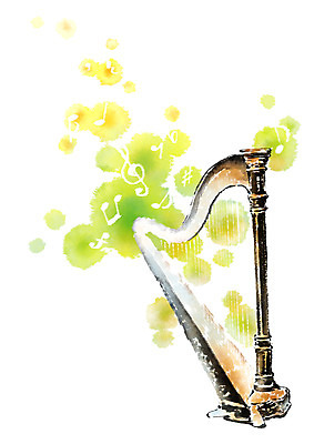 PSD 악기 음악 음표 일러스트 캘리그라피 사람없음 하프 국내일러스트 기호 현악기 문화예술 파일형식