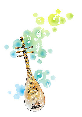 PSD 악기 음악 음표 일러스트 캘리그라피 국악 사람없음 비파 국내일러스트 전통 기호 현악기 문화예술 국악기 파일형식 중국악기