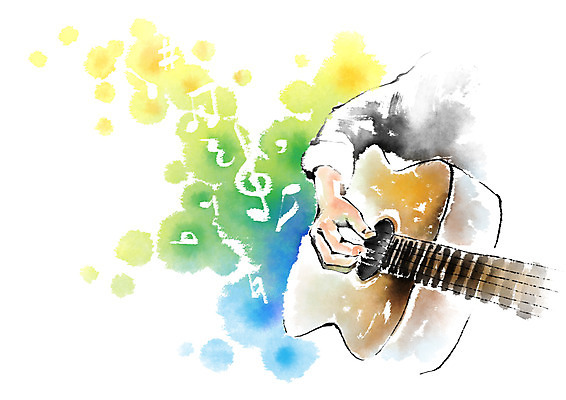 PSD 손 음악 연주 음표 일러스트 캘리그라피 한명 기타 국내일러스트 1 기호 현악기 문화예술 사람 신체부위 파일형식