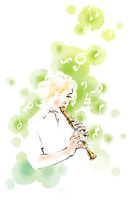 PSD 여자 음악 연주 음표 일러스트 캘리그라피 한명 상반신 리코더 국내일러스트 1 기호 문화예술 사람 목관악기 파일형식