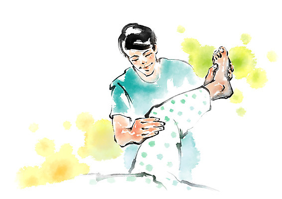 PSD 남자 일러스트 캘리그라피 의학 건강 상반신 성인 환자 다리 물리치료사 재활 국내일러스트 사람 신체부위 치료 치료사 파일형식