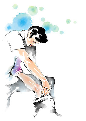 PSD 남자 일러스트 캘리그라피 의학 건강 상반신 성인 환자 다리 물리치료사 재활 국내일러스트 사람 신체부위 치료 치료사 파일형식