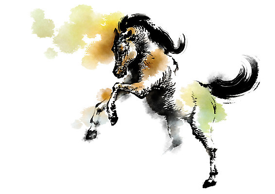 PSD 동물 한마리 일러스트 캘리그라피 사람없음 달리기 말_동물 번짐 국내일러스트 1 포유류 모션 파일형식 효과