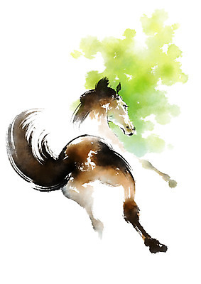 PSD 동물 한마리 일러스트 캘리그라피 사람없음 달리기 말_동물 번짐 국내일러스트 1 포유류 모션 파일형식 효과