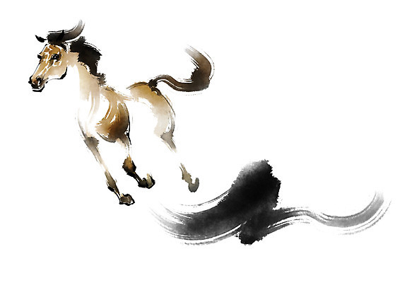 PSD 동물 한마리 일러스트 캘리그라피 붓터치 사람없음 달리기 말_동물 국내일러스트 1 포유류 모션 파일형식