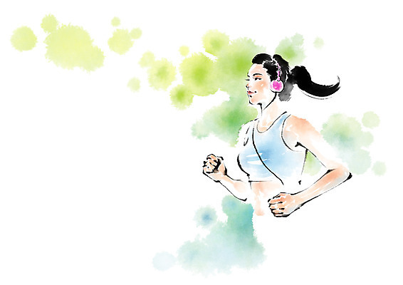 PSD 여자 다이어트 일러스트 캘리그라피 한명 상반신 성인 달리기 운동 헤드폰 음악감상 국내일러스트 1 음향기기 모션 건강 사람 감상 파일형식