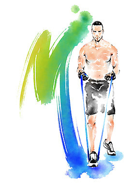 전신 PSD 남자 일러스트 캘리그라피 상의탈의 한명 서기 성인 운동 헬스 당기기 튜빙밴드 국내일러스트 1 모션 탈의 건강 사람 파일형식